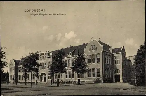 Ak Dordrecht Südholland Niederlande, Hoogere Burgerschool, Oranjepark