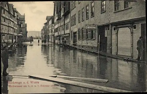 Ak Eschwege an der Werra, Hochwasser im Februar 1909, Geschäft Rupprecht & Gassenheimer