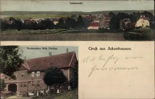Ak Ackenhausen Bad Gandersheim in Niedersachsen, Gesamtansicht, Restauration Wilh. Dürkop