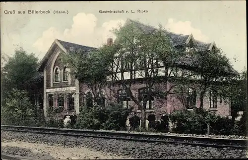 Ak Billerbeck Einbeck, Gastwirtschaft L. Ripke, Bahnstrecke