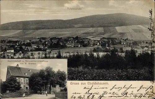 Ak Eboldshausen Kalefeld am Harz, Panorama, Gastwirschaft und Kolonialwarenhandlung W. Sommer