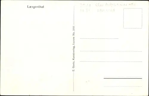 Ak Langenthal Kt. Bern Schweiz, Straßenpartie, Bank