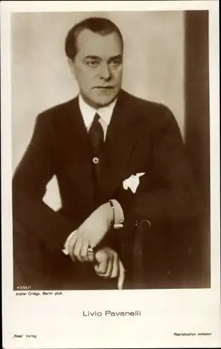 Ak Schauspieler Livio Pavanelli, Portrait