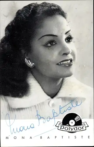 Ak Sängerin Mona Baptitste, Portrait, Polydor-Schallplatten, Autogramm