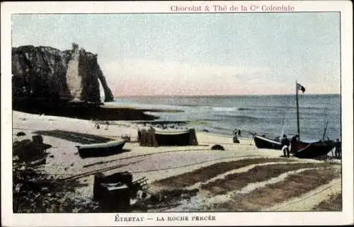 Ak Étretat Seine Maritime, La Roche Percée