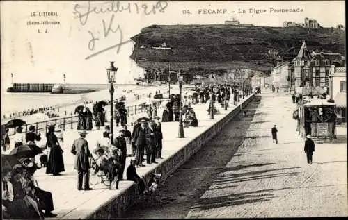 Ak Fécamp Seine Maritime, La Digue Promenade