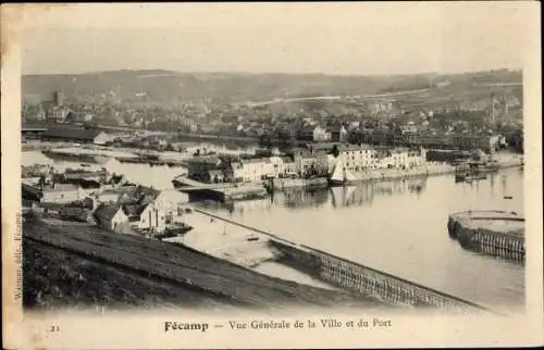 Ak Fecamp Seine Maritime, Vue Generale de la Ville et du Port