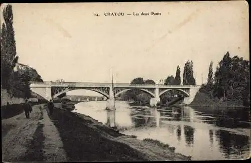 Ak Chatou Yvelines, Les deux Ponts