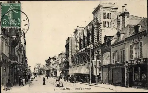 Ak Reims-Marne, Rue de Vesle