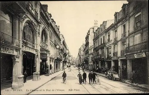 Ak Reims-Marne, Casino, Rue de l'Etape