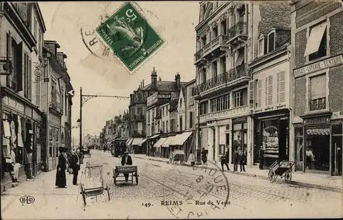 Ak Reims-Marne, Rue de Vesle