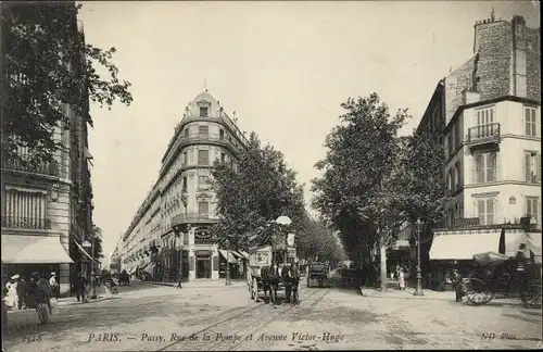 Ak Paris XVI Passy, Rue de la Pompe, Avenue Victor Hugo