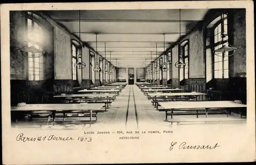 Ak Paris XVI Passy, Lycée Janson de Sailly, Speiseraum, 106 Rue de la Pompe