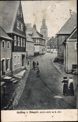 Ak Geising Altenberg im Erzgebirge, Straßenpartie