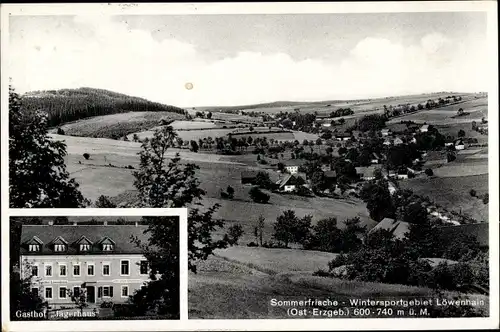 Ak Löwenhain Altenberg Erzgebirge, Gasthof Jägerhaus, Gesamtansicht