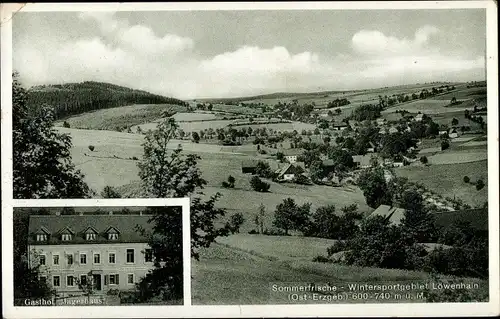 Ak Löwenhain Altenberg Erzgebirge, Gasthof Jägerhaus, Gesamtansicht