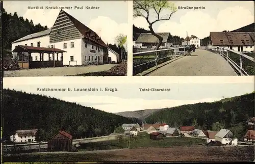 Ak Kratzhammer Altenberg im Erzgebirge, Gasthof, Totalansicht