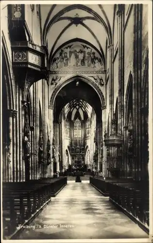 Ak Freiburg im Breisgau, Münster, Innenansicht, Altar