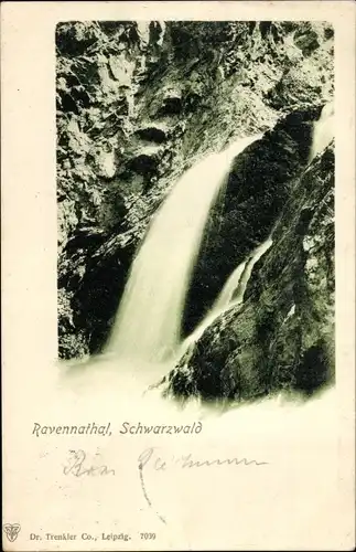 Ak Breitnau Schwarzwald, Wasserfall im Ravennatal