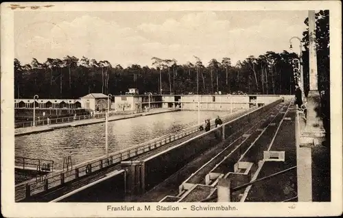 Ak Frankfurt am Main, Stadion, Schwimmbahn