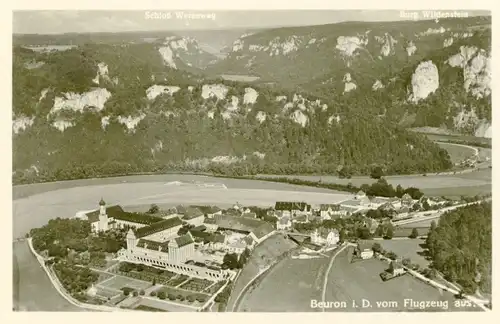 Ak Beuron an der Donau, Kloster, Schloss Werenwag, Wildenstein, Hotel Pension Sonne-Waldeck