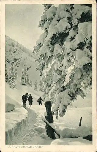Ak Schliersee in Oberbayern, Krottentaler Graben, Winter