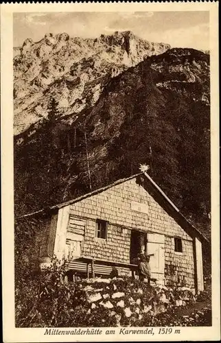 Ak Mittenwald in Oberbayern, Mittenwalder Hütte am Karwendel