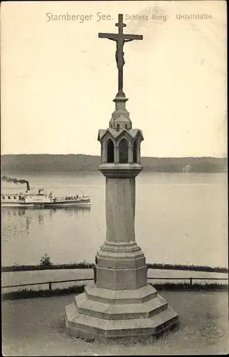 Ak Berg am Starnberger See Oberbayern, Schloss Berg, Unfallstätte, Dampfer