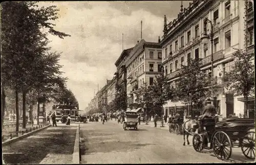 Ak Berlin Mitte, Unter den Linden, Kutsche