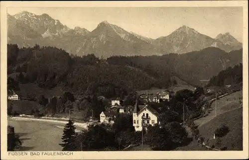 Ak Füssen Bad Faulenbach Schwaben, Blick auf den Ort, Berge, Wald