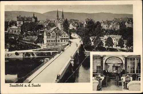 Ak Saalfeld an der Saale, Gesamtansicht, Bahnhofswirtschaft