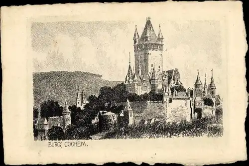 Künstler Ak Cochem an der Mosel, Burg