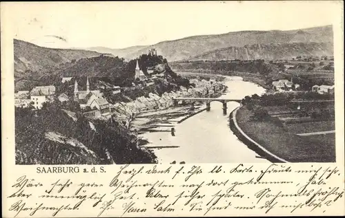 Ak Saarburg an der Saar Bezirk Trier, Panorama, Brücke