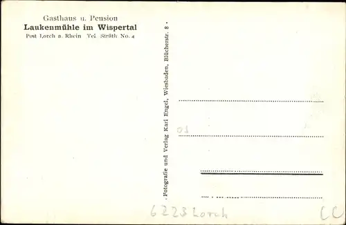 Ak Lorch im Rheingau Hessen, Gasthof Laukenmühle im Wispertal, Panorama