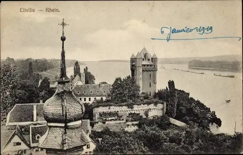 Ak Eltville Rhein, Zwiebelturm, Burg, Umgebung