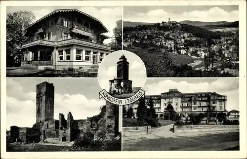 Ak Königstein im Taunus, Panorama, Ruine, Gebäude, Außenansicht