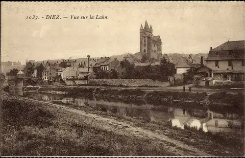 Ak Diez an der Lahn, Vue sur la Lahn, Schloss