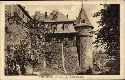 Ak Friedberg Hessen, Am Burggraben, Burgturm