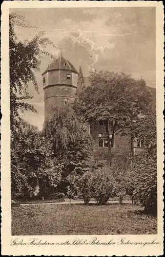 Ak Gießen an der Lahn Hessen, altes Schloss, Blick vom Botanischen Garten