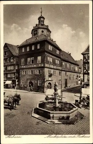 Ak Herborn in Hessen, Marktplatz, Rathaus