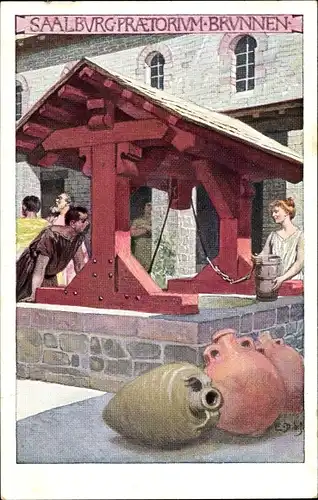 Künstler Ak Doepler, E., Bad Homburg vor der Höhe Hessen, Kastell Saalburg, Praetorium Brunnen