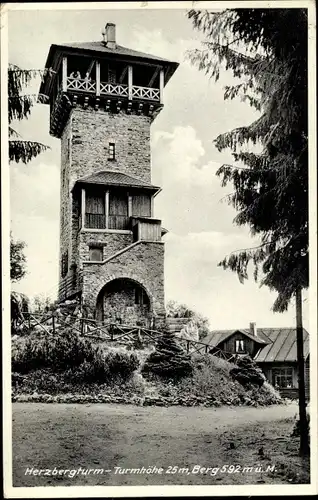 Ak Bad Homburg vor der Höhe Hessen, Herzbergturm, Restaurant