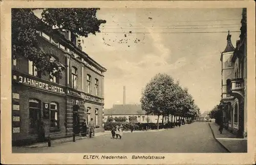 Ak Elten Emmerich am Niederrhein, Bahnhofstraße, Jahnhofs Hotel