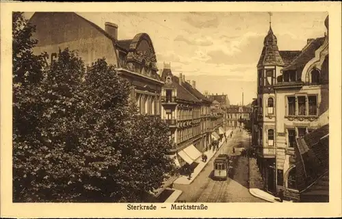 Ak Sterkrade Oberhausen am Rhein, Marktstraße, Straßenbahn
