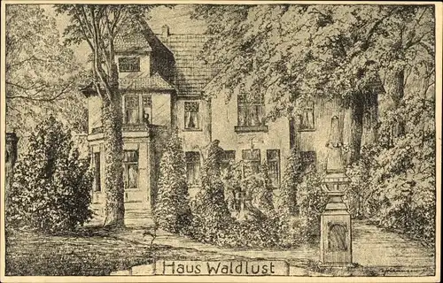 Künstler Ak Wesel am Niederrhein, Haus Waldlust von Dr. Gleitz