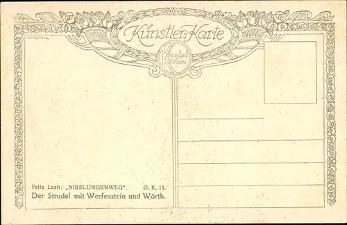 Künstler Ak Lach, Fritz, Nibelungenweg, Der Strudel mit Werfenstein und Wörth