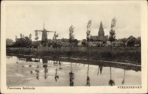 Ak Steenbergen Nordbrabant Niederlande, Panorama, Windmühle