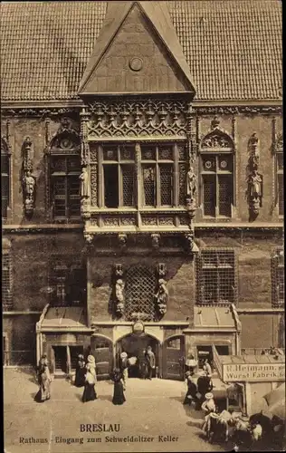 Ak Wrocław Breslau Schlesien, Eingang in den Schweidnitzer Keller