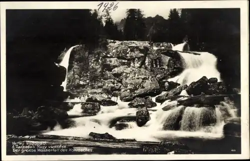 Ak Kohlbach Schönwiese Schlesien, Der große Wasserfall