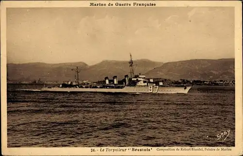 Ak Französisches Kriegsschiff, Brestois, Torpilleur